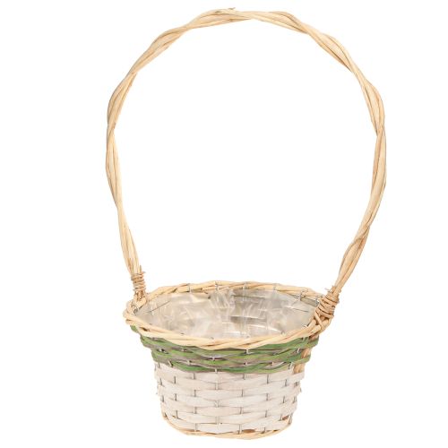 Prodotto Cesto portafiori con manico naturale verde grigio bianco Ø18–26cm Set da 3