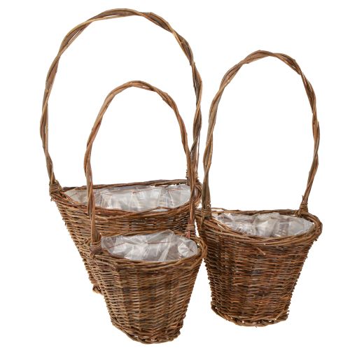 Prodotto Cesto di fiori Cesto di salice Manico naturale 29/23/21cm Set di 3