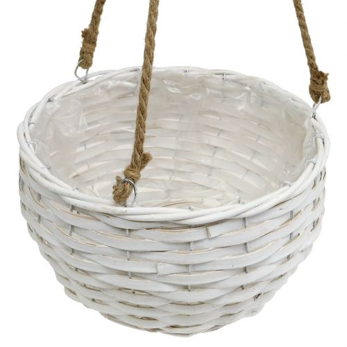 Floristik24 Cesto di fiori da appendere bianco Ø23cm L68cm