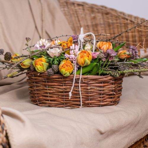 Floristik24 Cesto di fiori, cesto per piantare, decorazione floreale naturale L31cm H11,5cm