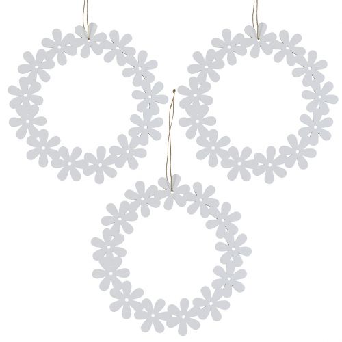 Floristik24 Ghirlanda di fiori in legno bianco Ø15cm 8 pezzi