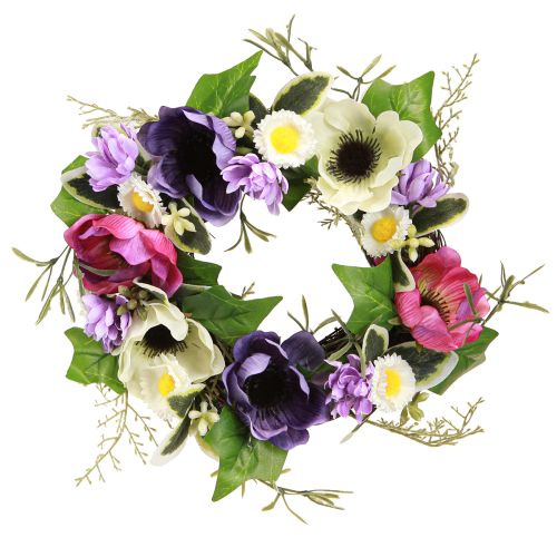 Prodotto Ghirlanda di fiori artificiali Anemoni Margherite Viola Bianco Ø25cm