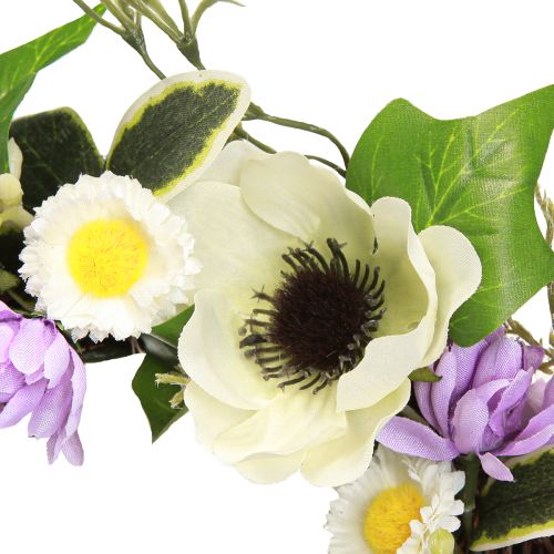 Prodotto Ghirlanda di fiori artificiali Anemoni Margherite Viola Bianco Ø25cm