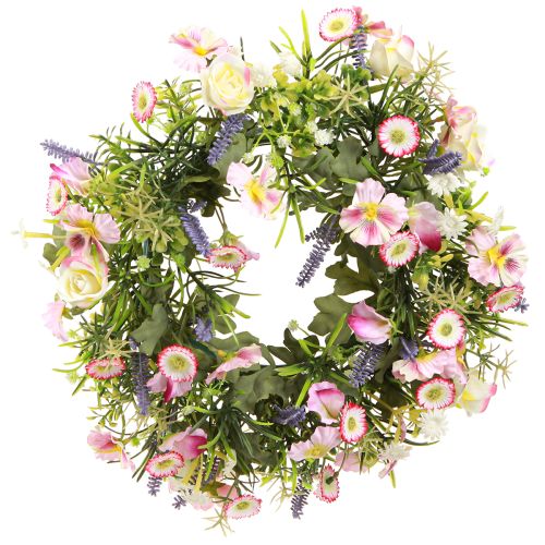 Floristik24 Corona di fiori fiori primaverili artificiali crema rosa Ø33cm