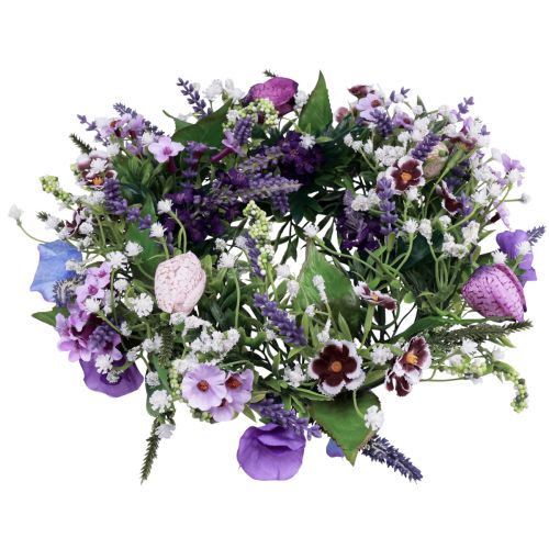 Prodotto Ghirlanda di fiori decorazione murale artificiale fiori viola bianco Ø30cm H9cm