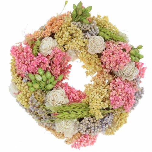 Floristik24 Ghirlanda decorativa di erba secca e fiori artificiali colorata Ø20cm