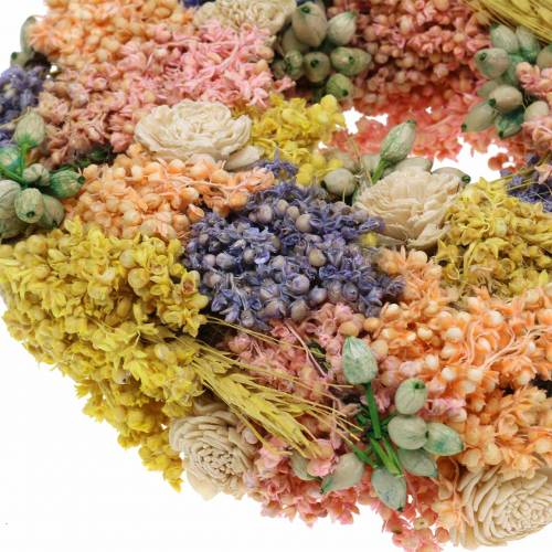 Floristik24 Ghirlanda decorativa di erba secca e fiori artificiali salmone Ø20cm