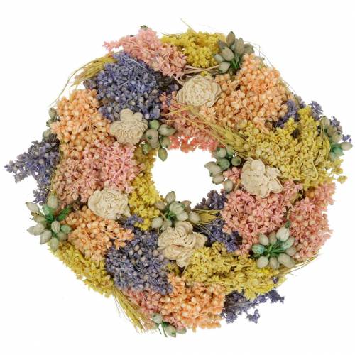 Floristik24 Ghirlanda decorativa di erba secca e fiori artificiali salmone Ø20cm