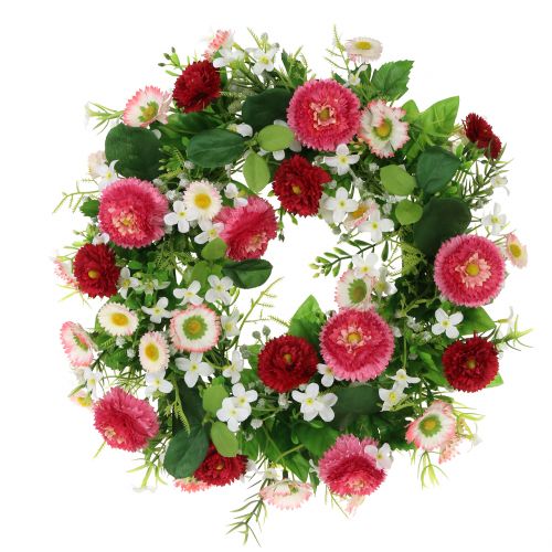Ghirlanda di fiori con Bellis rosa-bianco Ø30cm