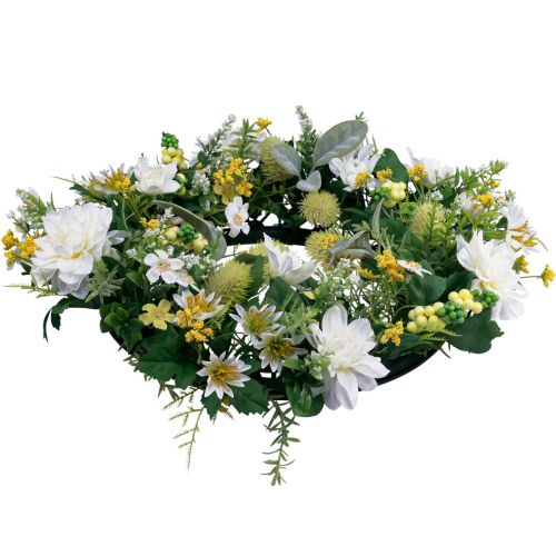 Floristik24 Corona per porta decorazione murale fiori dalie banksia bianco Ø35cm