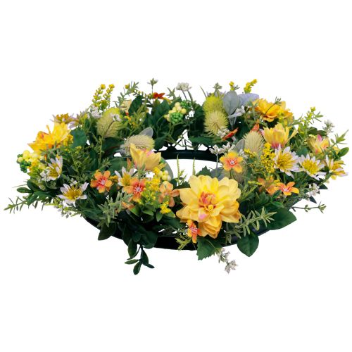 Floristik24 Corona per porta decorazione murale fiori dalie banksia giallo Ø35cm