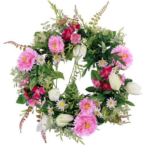 Floristik24 Ghirlanda di fiori corona artificiale per porta primavera estate Ø30cm H9cm