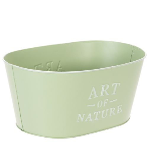 Vaso per fiori ovale in zinco color verde menta, 27×18 cm, altezza 12,5 cm. | Floristik24.it
