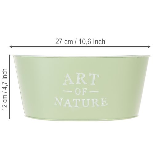 Vaso per fiori ovale in zinco color verde menta, 27×18 cm, altezza 12,5 cm. | Floristik24.it