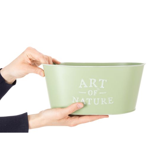 Vaso per fiori ovale in zinco color verde menta, 27×18 cm, altezza 12,5 cm. | Floristik24.it