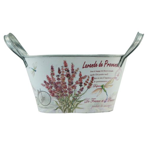 Prodotto Portafiori con manici ovale in metallo lavanda 32×15×15 cm
