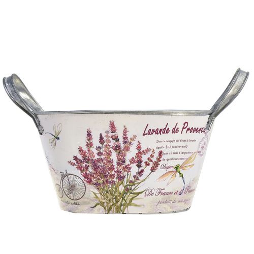Prodotto Portafiori con manici ovale in metallo lavanda 26×13×14,5 cm