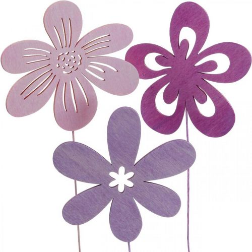 Floristik24 Paletto da giardino Fiore Paletto da fiore Viola/Viola/Rosa Ø9.5cm 15pz