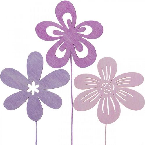 Floristik24 Paletto da giardino Fiore Paletto da fiore Viola/Viola/Rosa Ø9.5cm 15pz