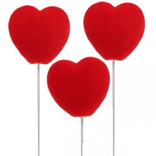 Floristik24 Spina fiore cuore decorativo spina cuore rosso 6x6 cm H26 cm 18 pz