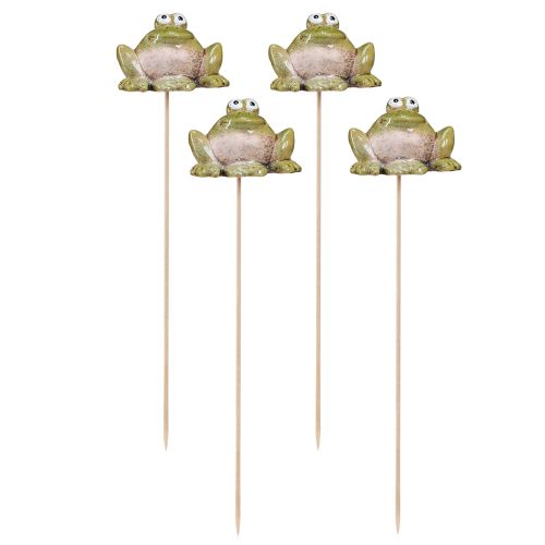 Prodotto Tappo fiore rana ceramica verde marrone 6x4x4,5 cm 4 pz
