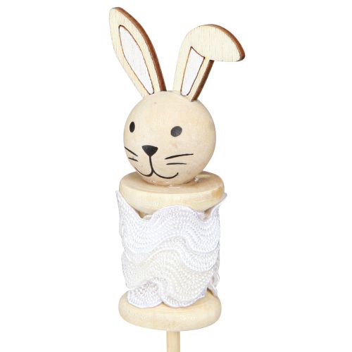 Prodotto Bastoncino di fiori Coniglio Legno Naturale, Marrone, Bianco L32cm 8 pz