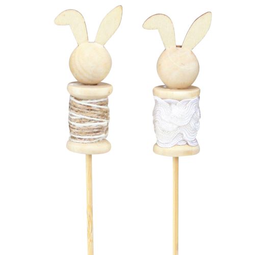 Prodotto Bastoncino di fiori Coniglio Legno Naturale, Marrone, Bianco L32cm 8 pz