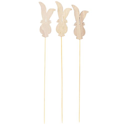 Prodotto Spina per fiori testa di coniglio decorativa in legno su bastone 11 cm 12 pz