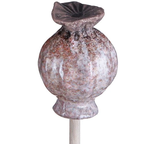 Prodotto Spina per fiori in legno ceramica decorazione papavero 3 colori 35 cm 6 pz