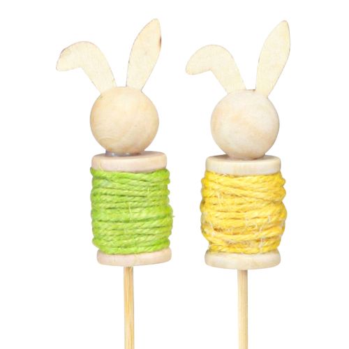 Prodotto Tappi Fiore Pasquali in Legno Coniglietto Pasquale Verde Giallo L32cm 8 pz