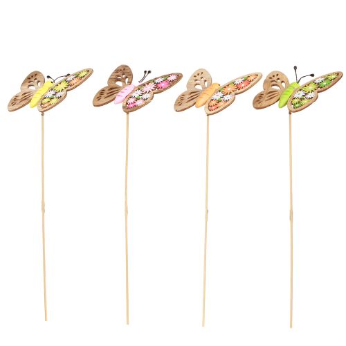 Floristik24 Spina fiore farfalla in legno 4 colori 8x6cm 16 pz