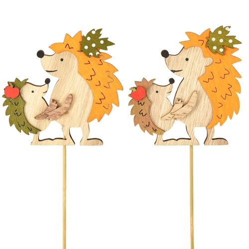 Spina per fiori riccio con bambino decorazione autunnale in legno 8,5 cm 8 pz