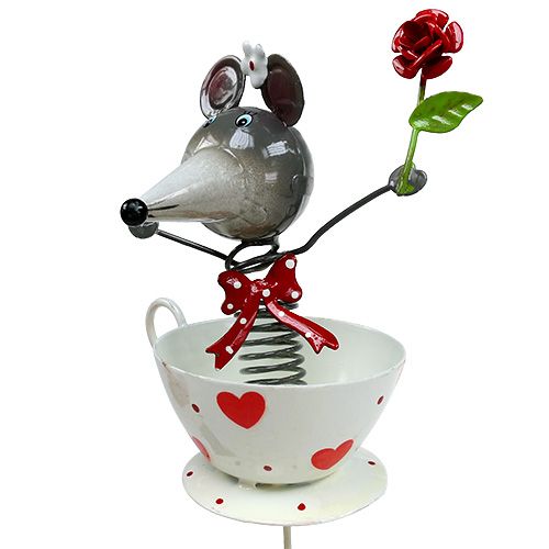 Floristik24 Spina fiore topo metallo 10 cm L33 cm 2 pezzi