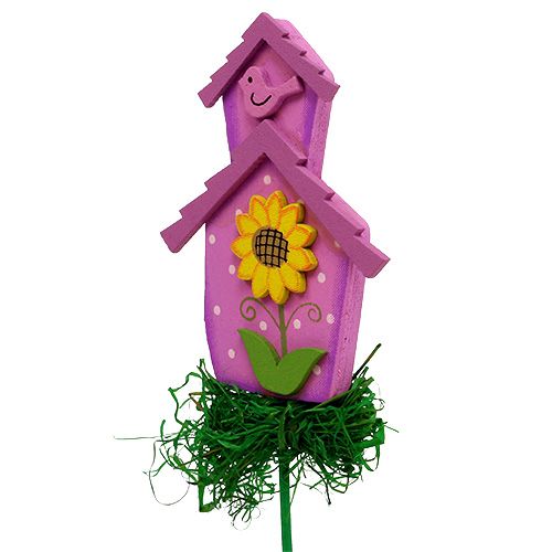Floristik24 Borchia a fiore con casetta colorata 12pz
