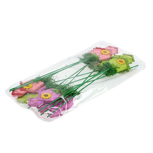 Floristik24 Borchia a fiore con casetta colorata 12pz