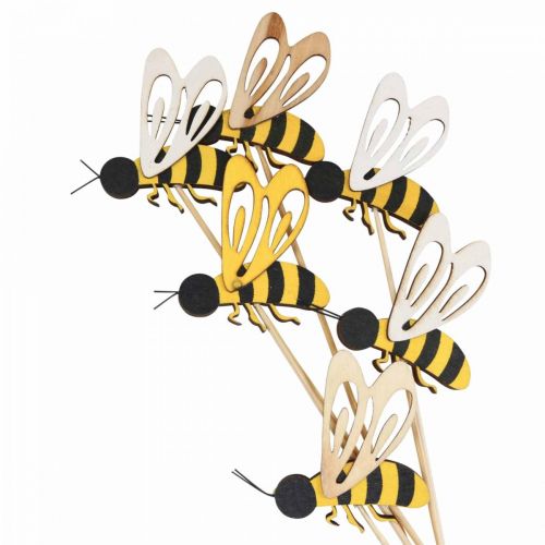Floristik24 Spina fiore ape deco plug legno decorazione ape 7cm 12pz