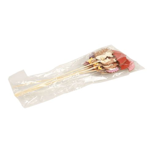 Floristik24 Spina per fiori decorazione riccio autunnale in legno viola, marrone 7,5×8 cm 8 pz