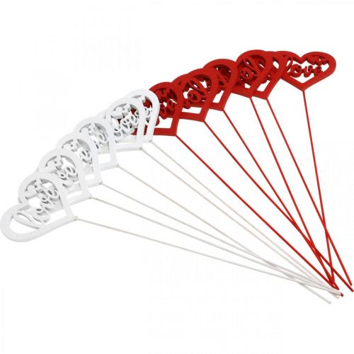 Prodotto Spina decorativa in legno cuore rosso fiore spina Love 7cm 12pz