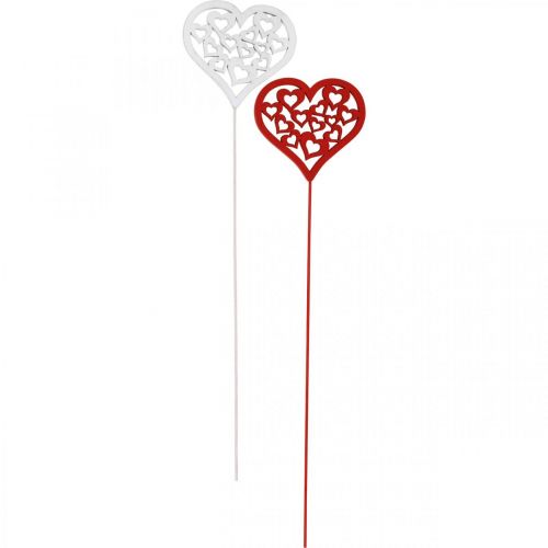 Prodotto Spina fiore cuore rosso, spina decorativa bianca San Valentino 7cm 12pz