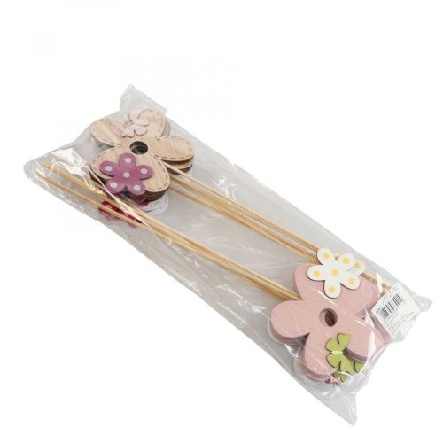 Prodotto Tappi per fiori fiore in legno farfalla colorata Ø10cm 12pz