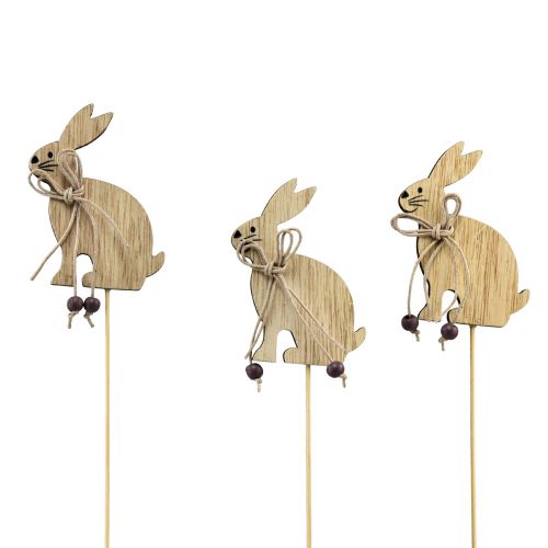 Spina per fiori in legno Decorazione coniglietto pasquale 8 cm x 6 cm 12 pz