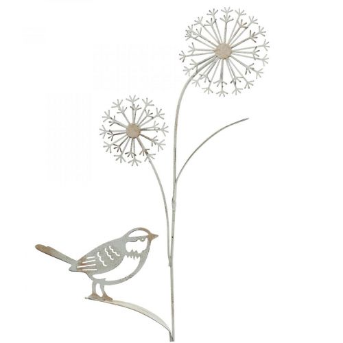 Floristik24 Spina fiore in metallo deco allium uccello bianco 20×52cm