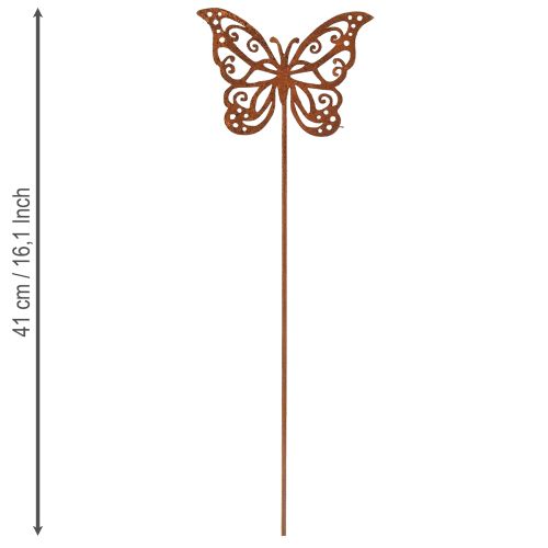 Prodotto Paletti decorativi in metallo a forma di fiore, effetto ruggine, decorazione a farfalla, 10×7 cm, 3 pezzi