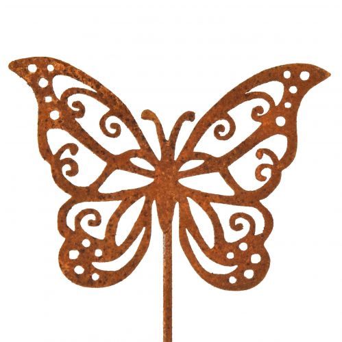 Tappo fiore in metallo ruggine decorazione farfalla 10x7cm
