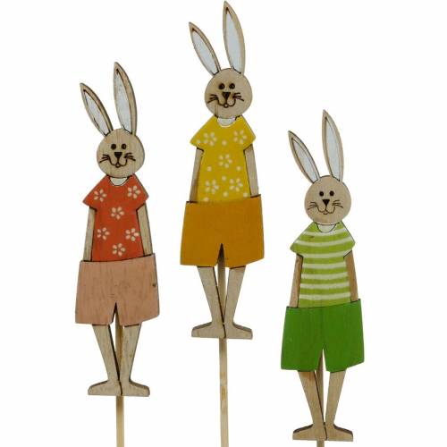Spina di fiori Coniglietto di Pasqua su un bastone Spina di decorazione coniglietto di legno Decorazione di Pasqua 9 pezzi