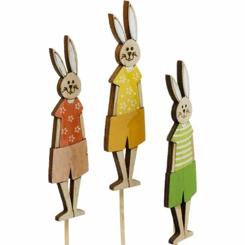 Prodotto Spina di fiori Coniglietto di Pasqua su un bastone Spina di decorazione coniglietto di legno Decorazione di Pasqua 9 pezzi