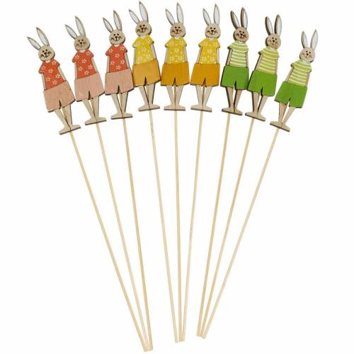 Prodotto Spina di fiori Coniglietto di Pasqua su un bastone Spina di decorazione coniglietto di legno Decorazione di Pasqua 9 pezzi
