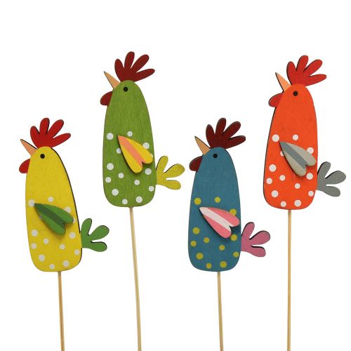 Tappo fiore Pasqua galline divertenti in legno 5,5×10 cm 12 pz