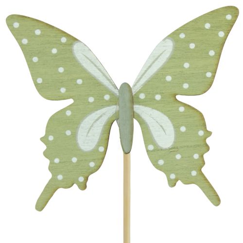 Prodotto Tappo fiore farfalla in legno con piuma 8x7cm 12 pz