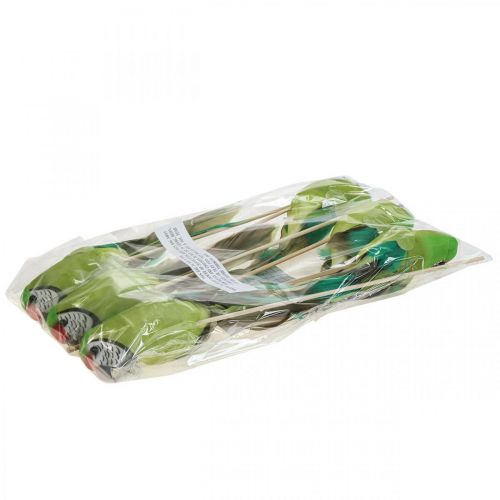 Floristik24 Uccello a fiore, verde pappagallo decorativo 23×4,5×5,5 cm 6 pezzi